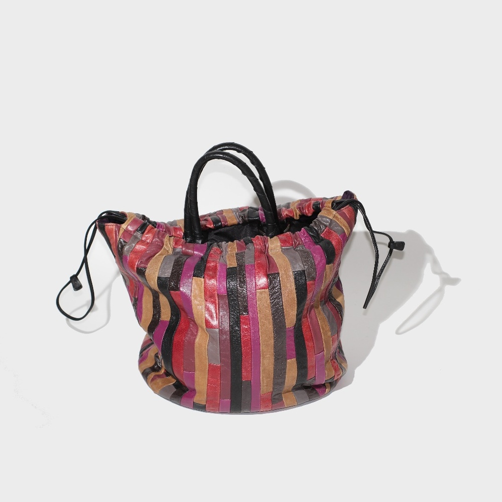 rare vintage miu miu leather patchwork tote - 2008